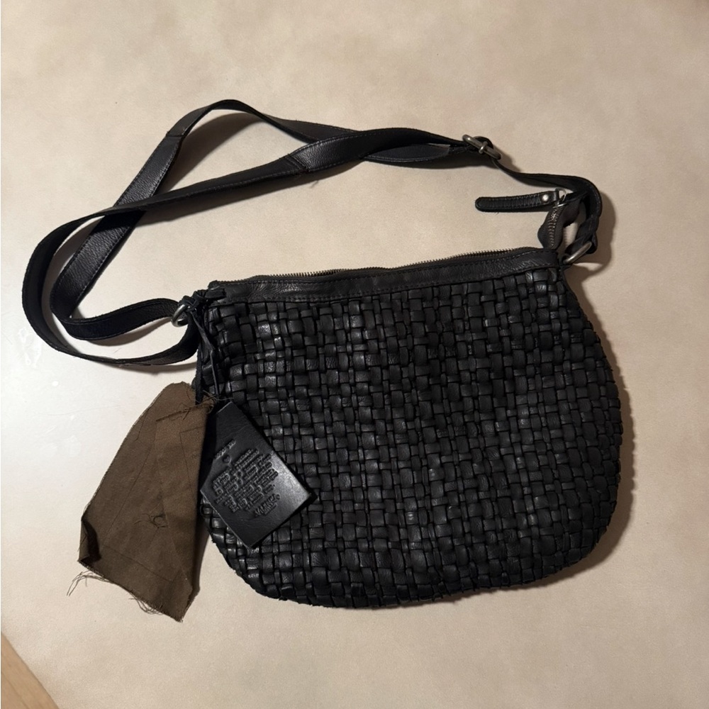 Black Woven Crossbody Bag